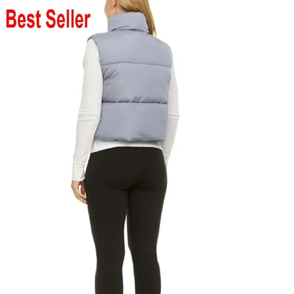 Cropped Puffer Vest Sleeveless Outerwear Modern Chic Winter Layering Piece